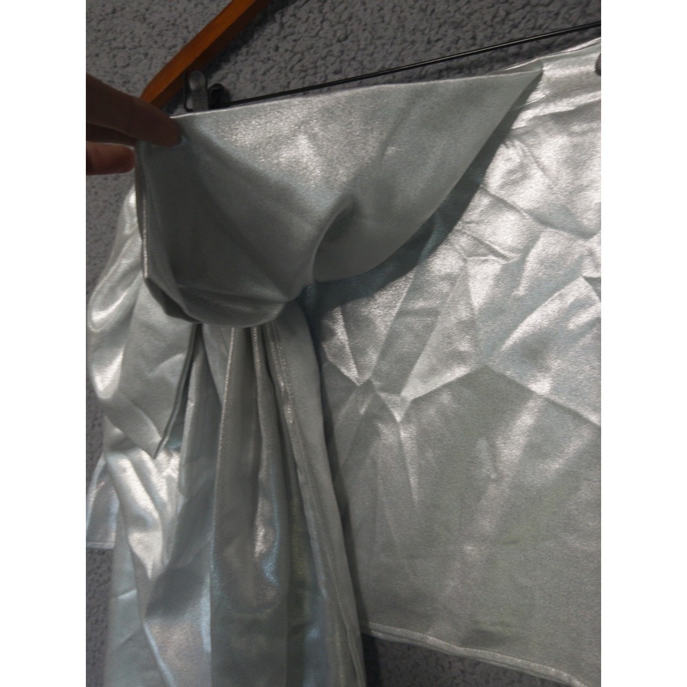 Johnny Wujek Silver Metallic Giant Bow Rave Festival Mini Skirt Women 13 NWT $69 - Picture 11 of 16